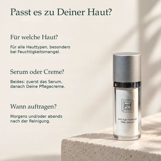 Rief Hyaluron Serum – Hauttyp und Routine;Rief Serum mit Antworten zu Hauttyp, Kombination mit Creme und Anwendungszeitpunkt.