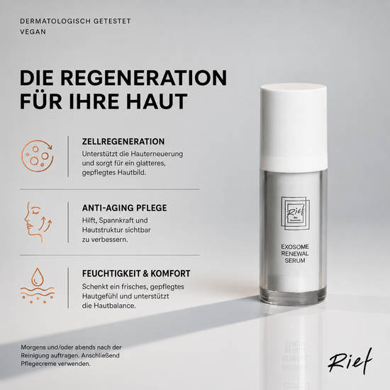 Exosome Renewal Serum von Rief für Hautregeneration Anti Aging Pflege und ein glatteres gepflegtes Hautbild