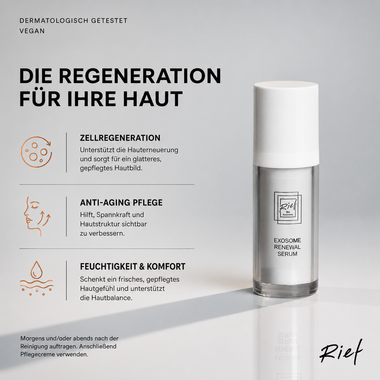 Exosome Renewal Serum von Rief für Hautregeneration Anti Aging Pflege und ein glatteres gepflegtes Hautbild